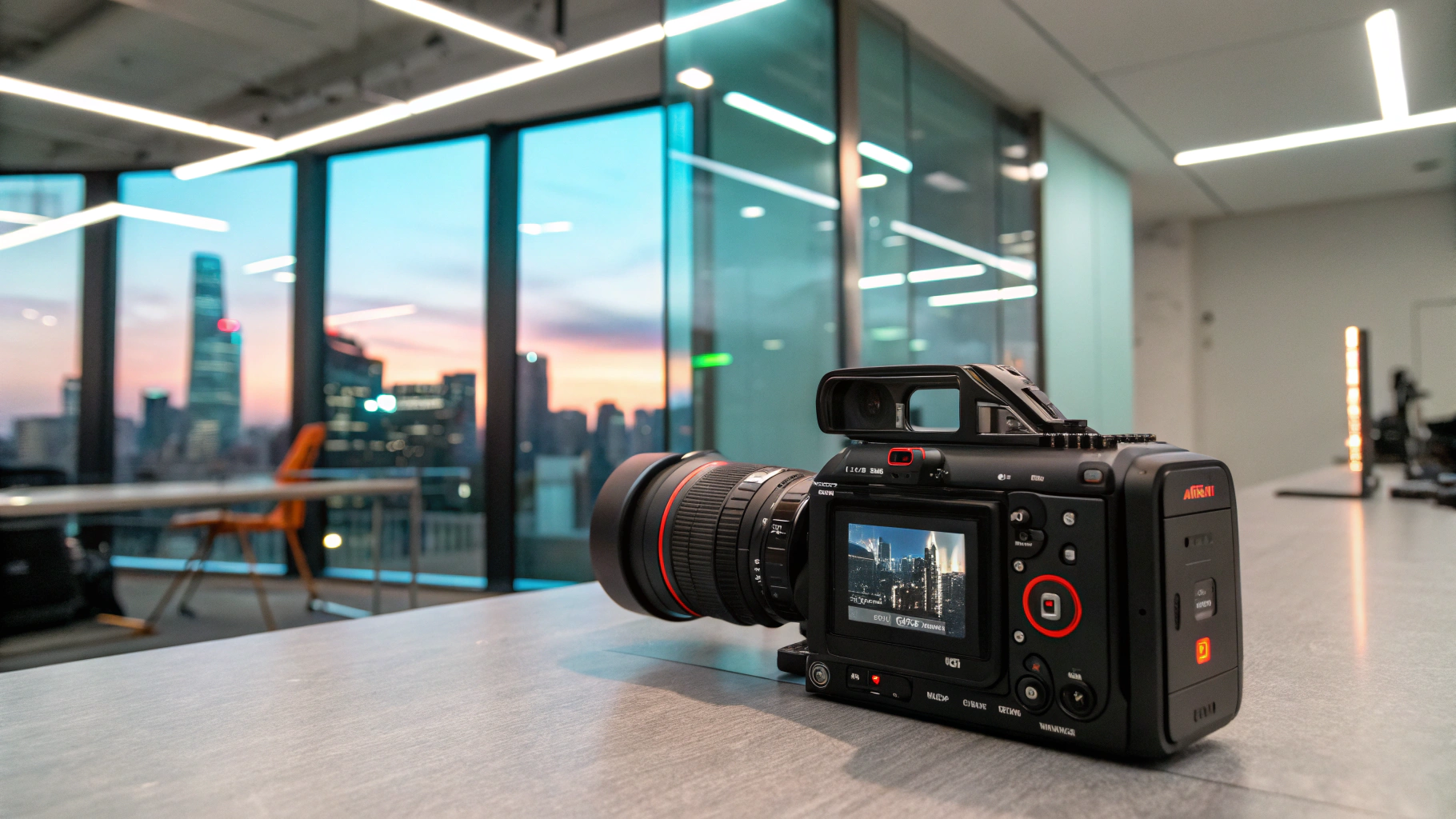 Close-up of high-performance RED cinema camera equipment